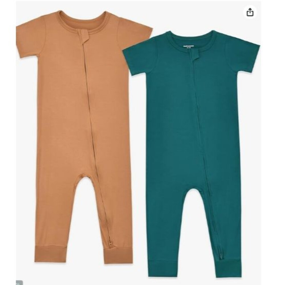 2 Pack Baby Pajamas 0-3 M, Romper Short Sleeve Footless 2 Way Zipper